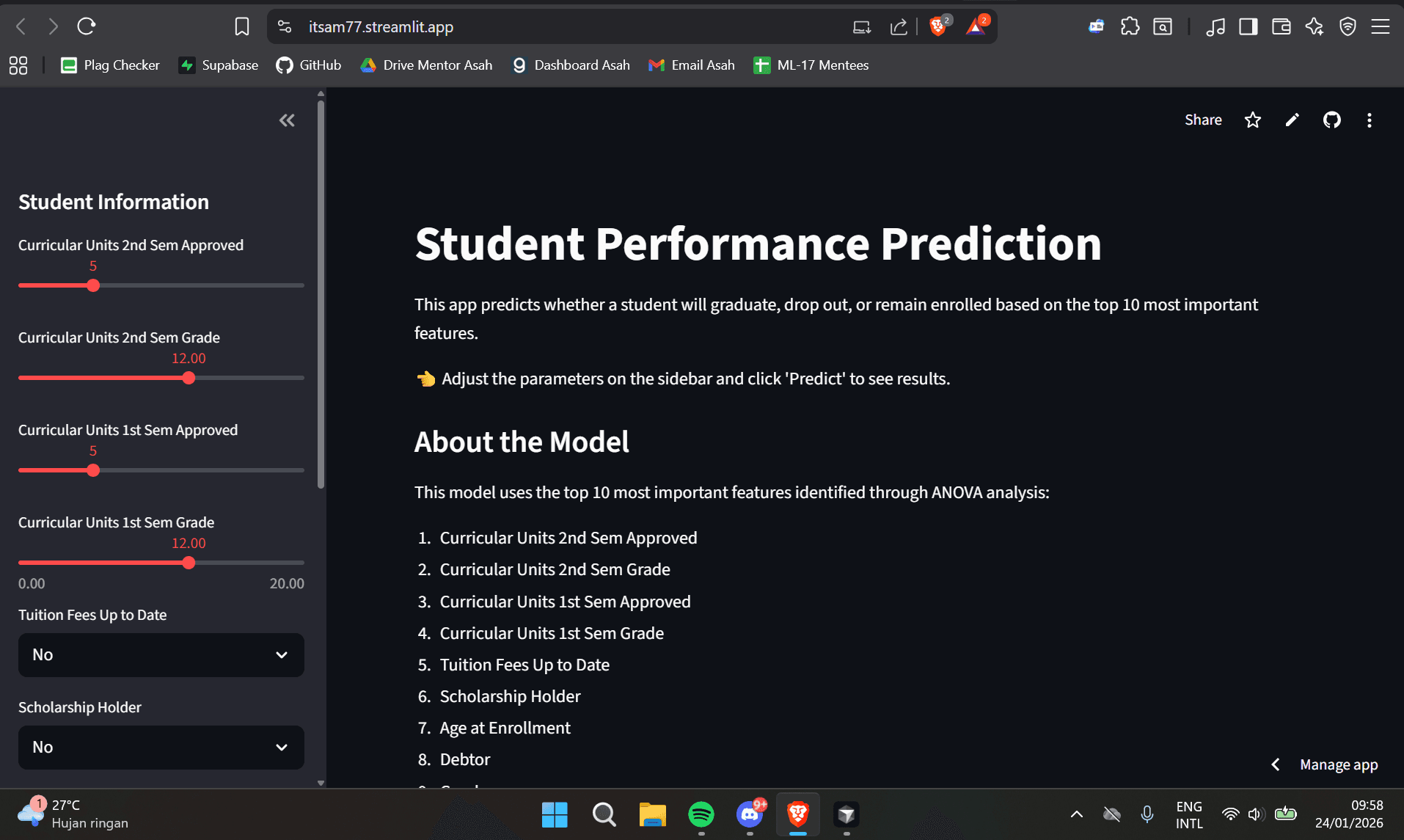 Student Performance Prediction App